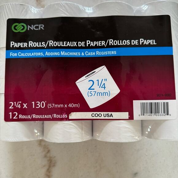 NCR 2 1/4" x 130" white paper 12 rolls cash registers calculators adding machine - Picture 2 of 5